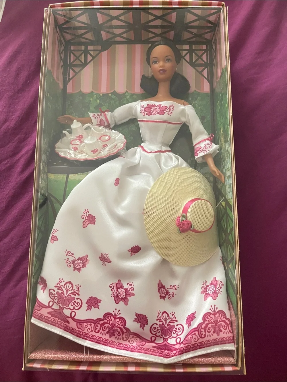 Mattel Barbie Victorian Tea Box with Pink, Cream, Green and Black Artwork